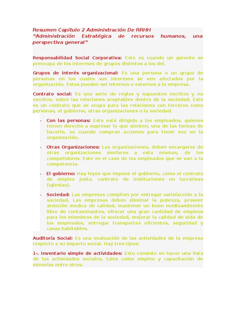 Resumen Capitulo 2 Administración De RRHH Recursos