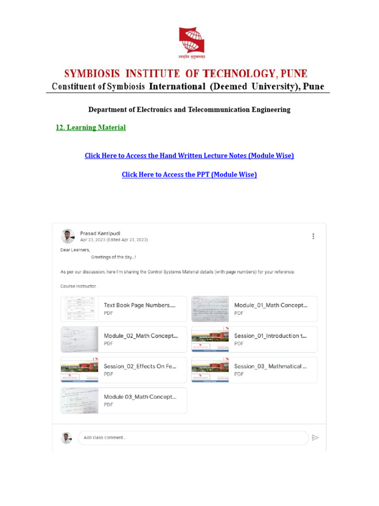 Electronics & Telecom Lecture Materials | PDF