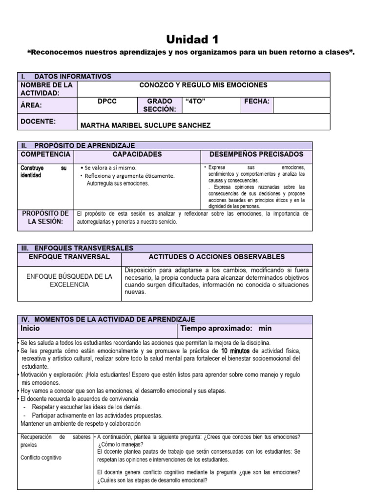 Manejo y Regulación de Emociones en Clases | PDF | Las emociones ...