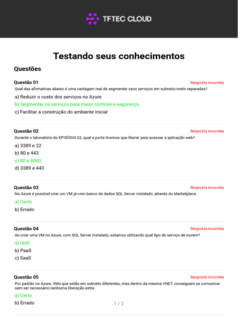 Questões sobre Azure e SQL Server | PDF | Microsoft SQL Server ...