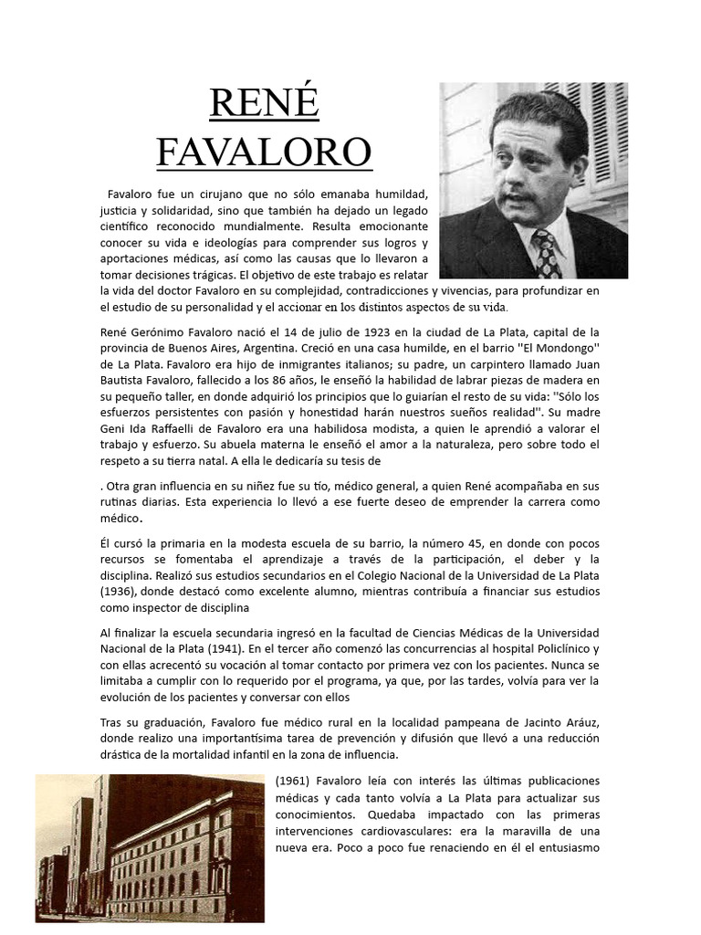 Biografía de René Favaloro: Legado Médico | PDF