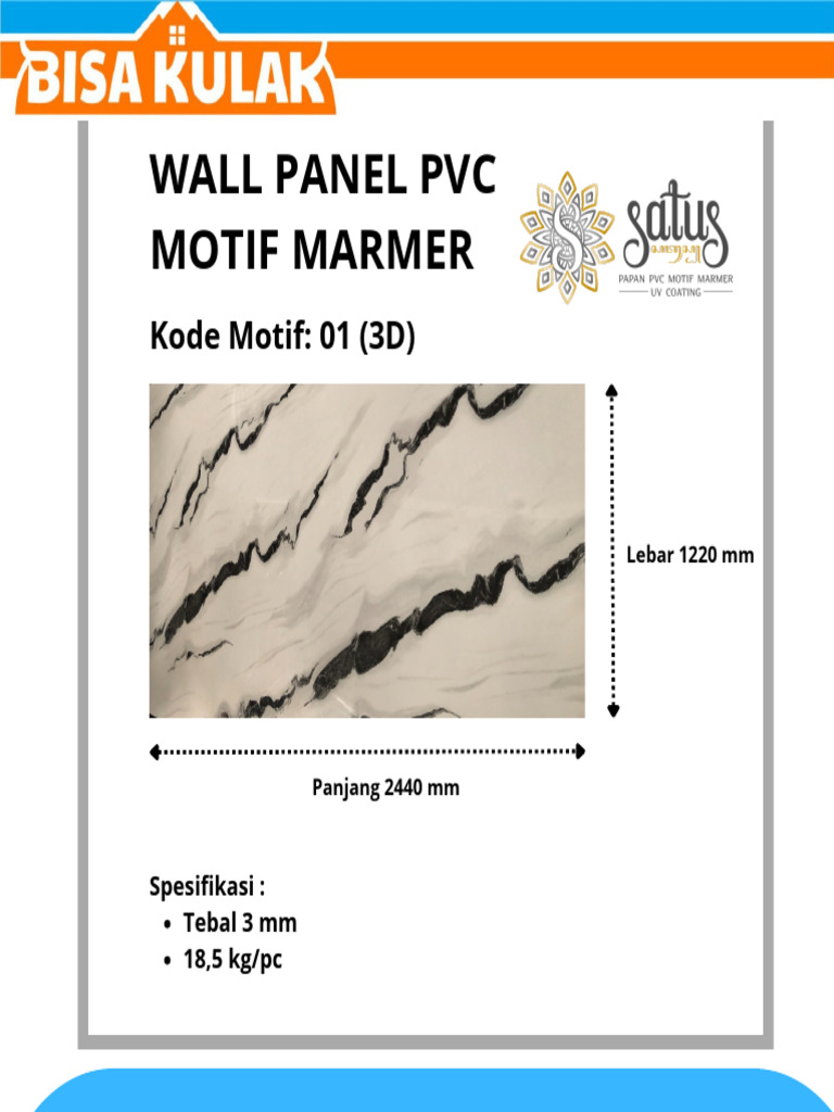 Panel PVC Motif Marmer 3mm 2440x1220mm | PDF