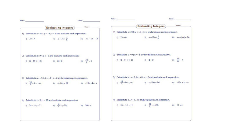 Evaluating Integers | PDF