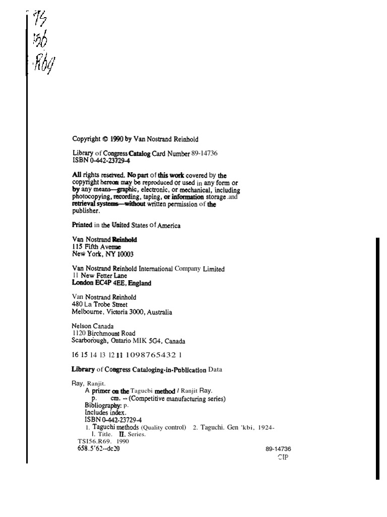 A Primer On The Taguchi Method - 1 | PDF | Engineering Tolerance ...
