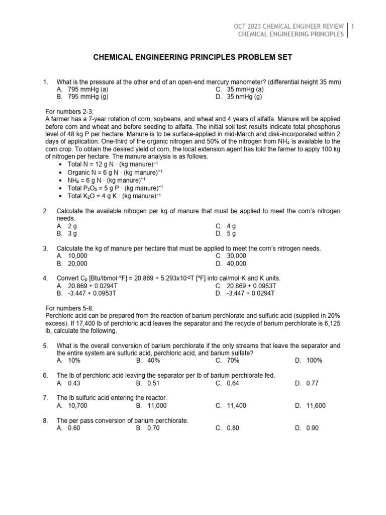 Problem set day 2 chemical engineering principles pdf filtration