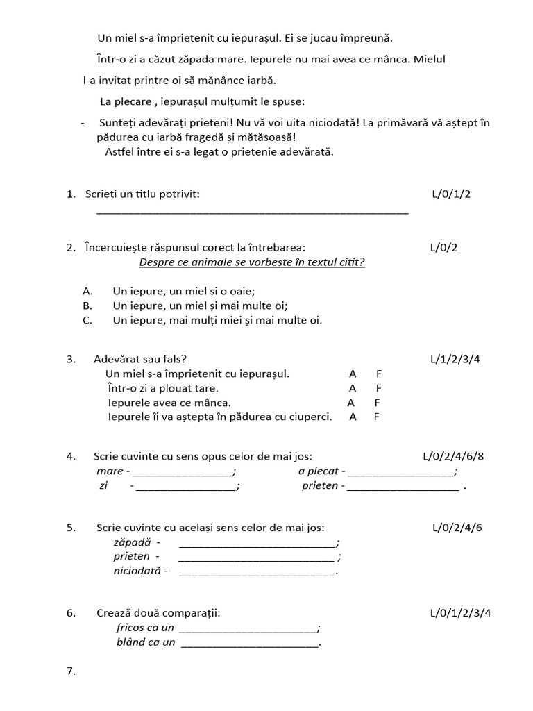 Test CES Cl. 4, Testare Națională | PDF