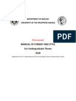 DB Manual of Format and Style (Undergraduate Theses) 2020 Provisional