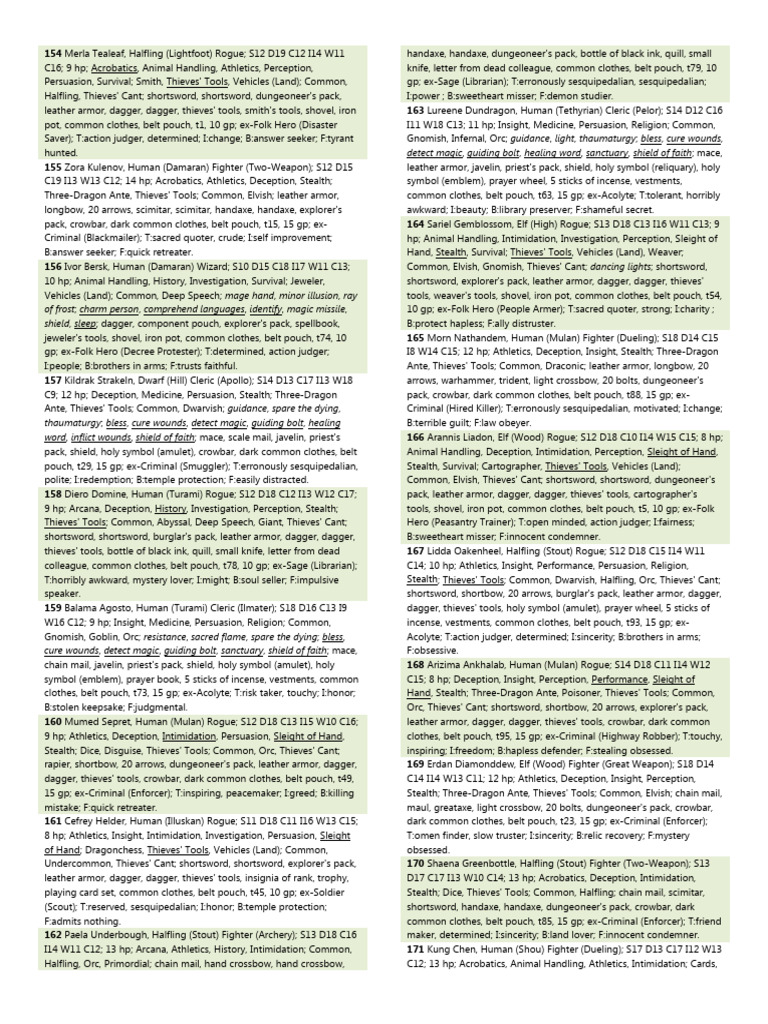 D&D 5E Character Pregens P10 | PDF | Law