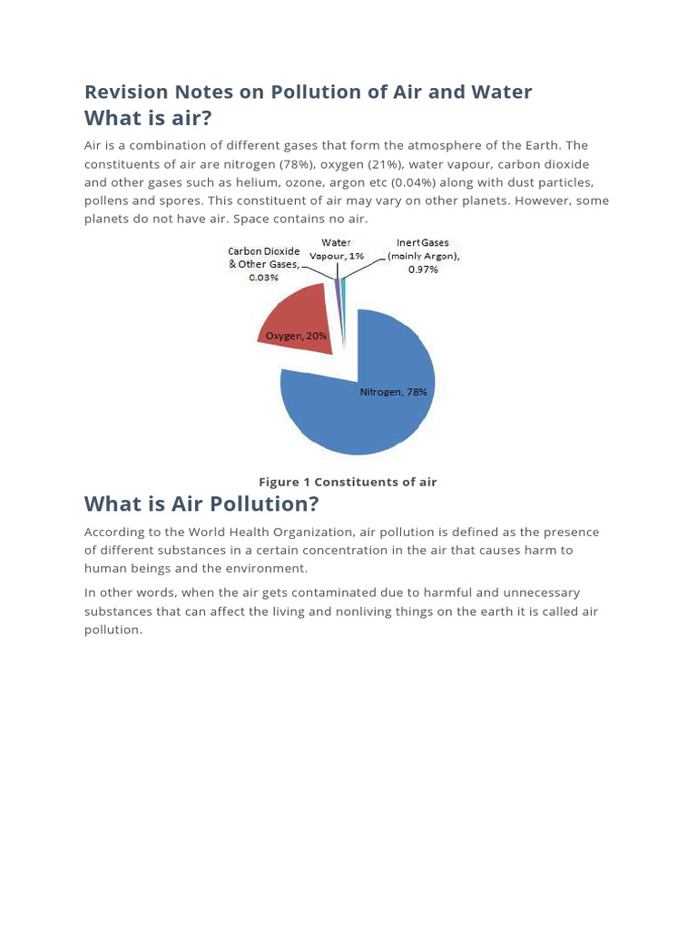 Air and Water Pollution Overview | PDF | Atmosphere Of Earth | Climate ...