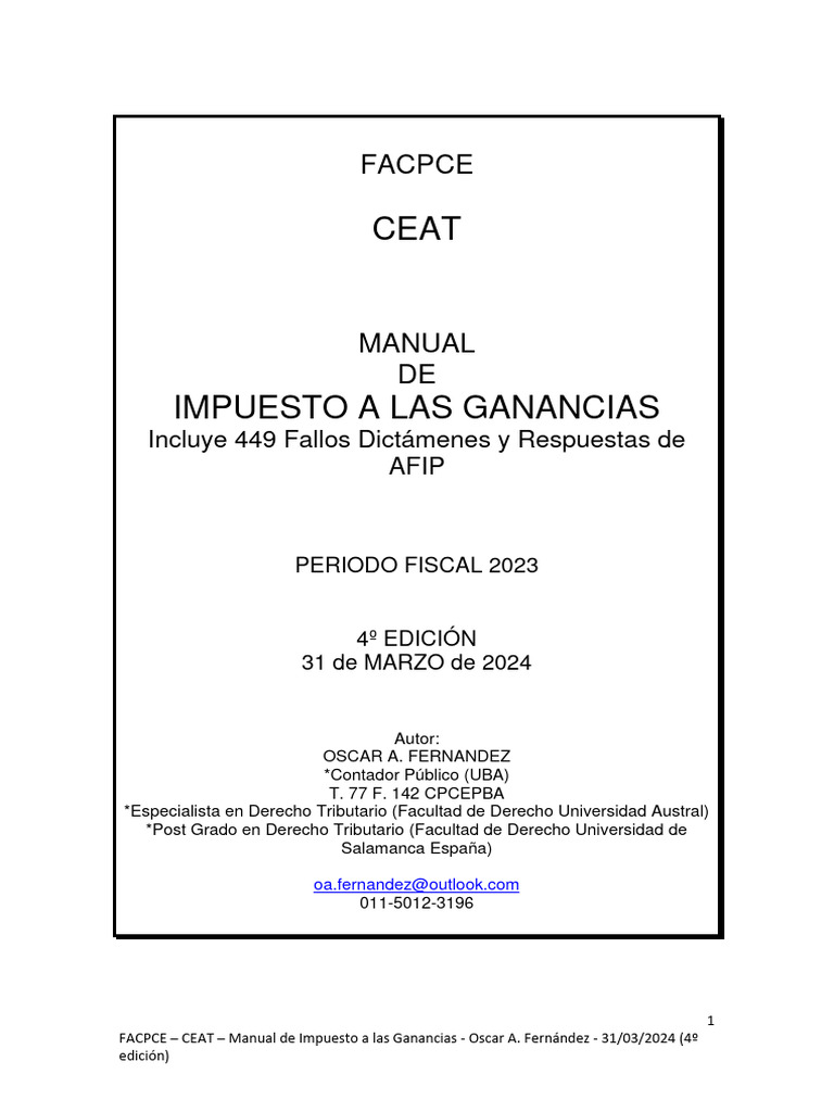 Manual de Impuesto a las Ganancias 2023 | PDF | Impuesto sobre la renta ...