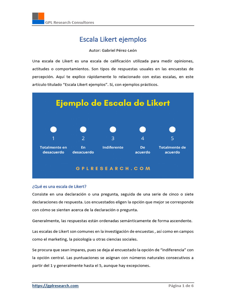 Escala Likert Ejemplos | Descargar gratis PDF | Escala Likert ...