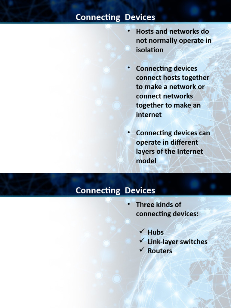 Types of Network Connecting Devices | PDF | Fiber To The X | Network Switch