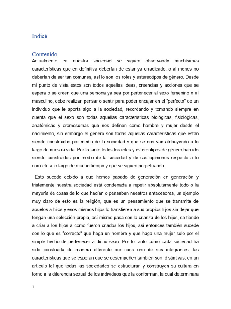 Roles y Estereotipos de Género Hoy | PDF | Hombre | Mujer
