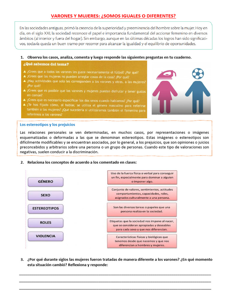 Igualdad de Género: Estereotipos y Prejuicios | PDF | Relaciones ...