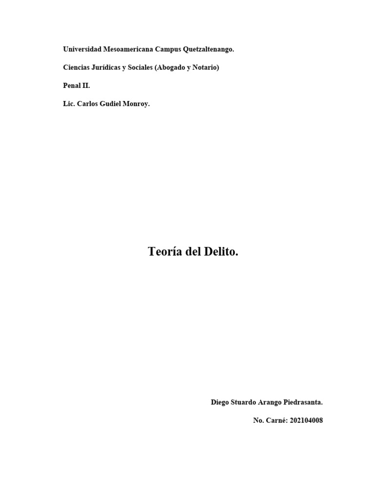 Teoria Del Delito | PDF | Homicidio | Derecho penal