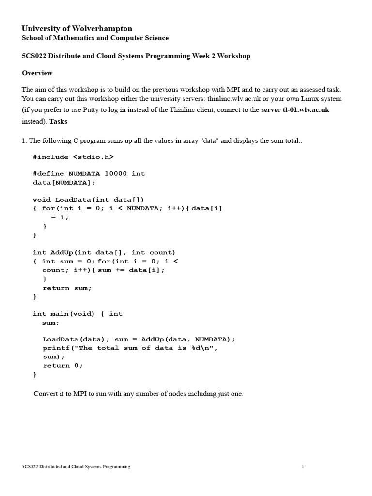 MPI Programming Workshop Tasks | PDF | Computer Science | Software ...