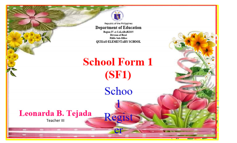 School Form 1 for Quisao Elementary | PDF