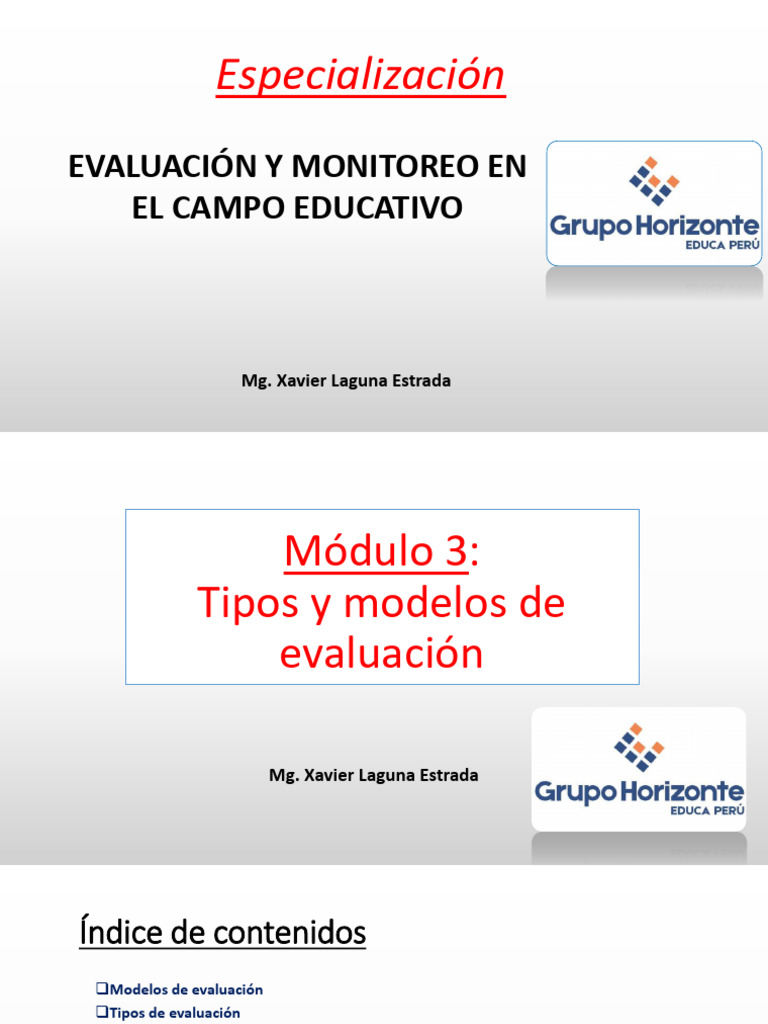 Tipos y Modelos de Evaluación Educativa | PDF | Evaluación | Enseñando
