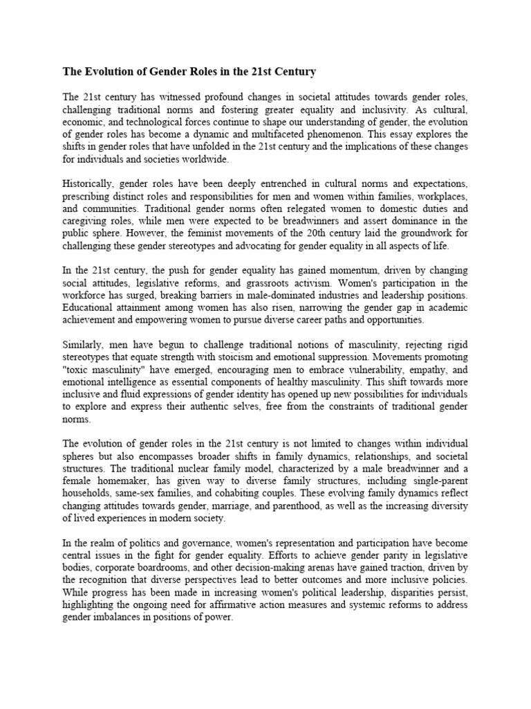 Gender Role Evolution in the 21st Century | PDF | Gender Role | Gender
