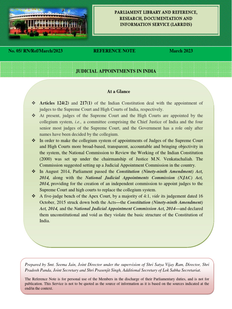 Judicial Appointments in India Explained | PDF | Supreme Court Of India ...