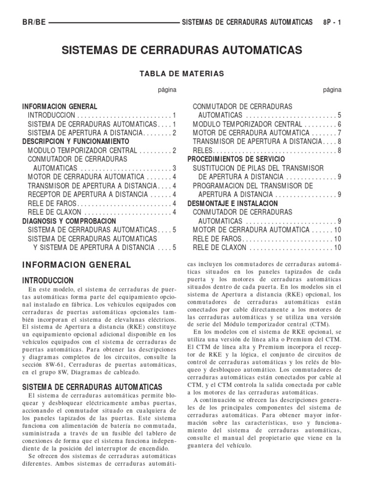 Transmisor RKE en Cerraduras Automáticas | PDF | Relé | Conector eléctrico