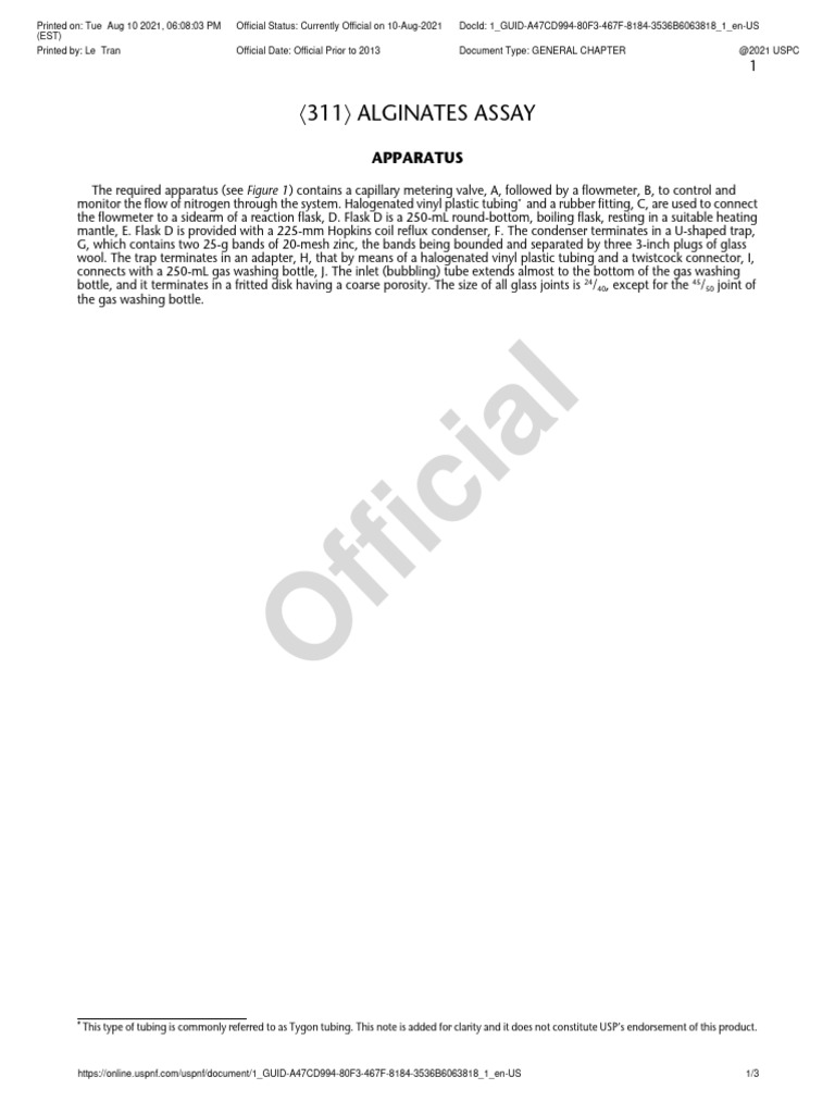 〈311〉 ALGINATES ASSAY PDF Acid Titration