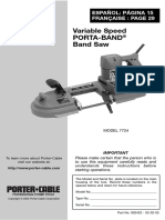 Instruction Manual Variable Speed Porta-Band Band Saw: Español: Página 15 Française: Page 29