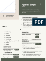 Green Simple Family Wellness Counselor Resume