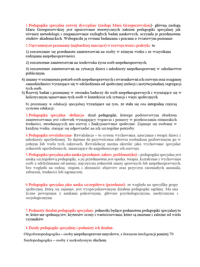 Wprowadzenie Do Pedagogiki Specjalnej | PDF