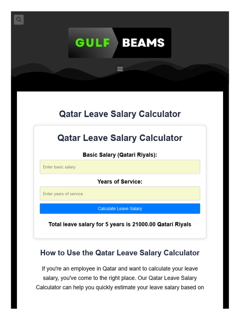 Qatar Leave Salary Calculator PDF Salary sites