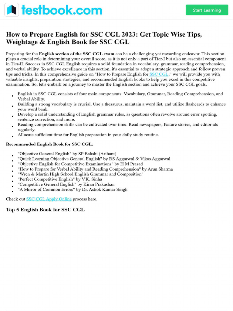 How To Prepare English For SSC CGL 2023 - Get Topic Wise Tips ...