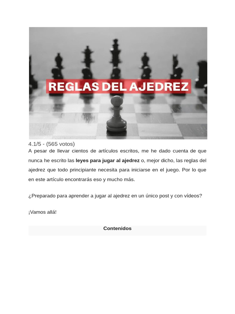 Reglas Ajedrez | PDF | Ajedrez | Juegos de habilidad mental
