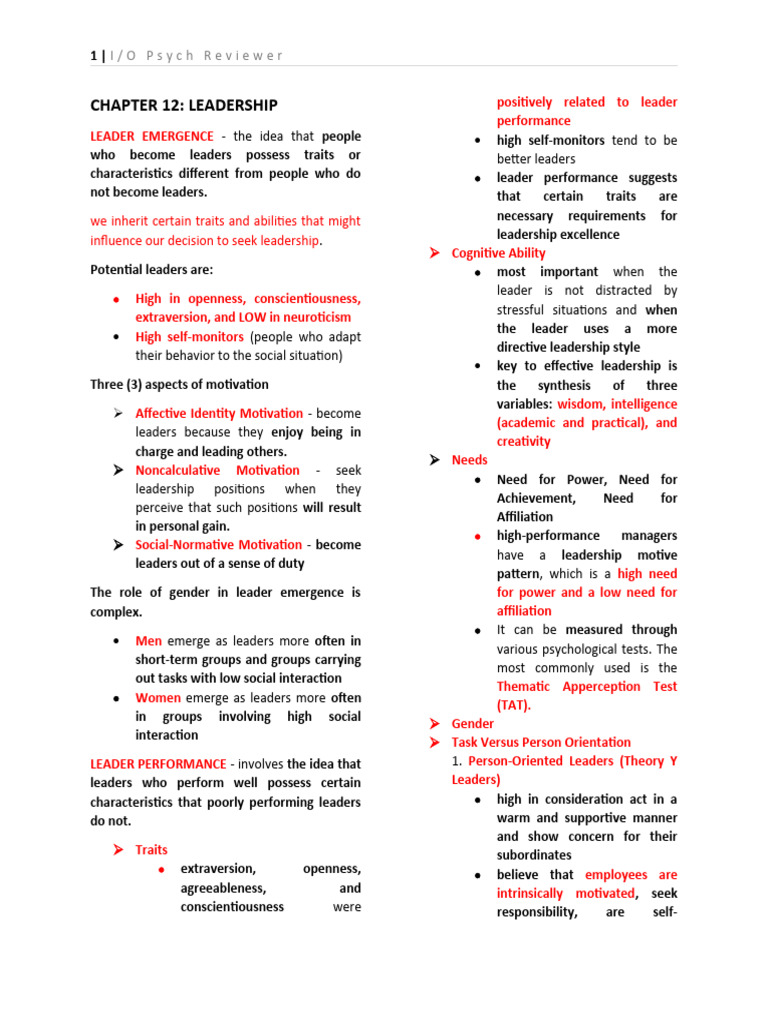 Leadership Traits and Performance Insights | PDF | Leadership | Social ...