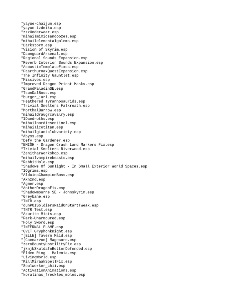 Comprehensive Skyrim Mod List | PDF