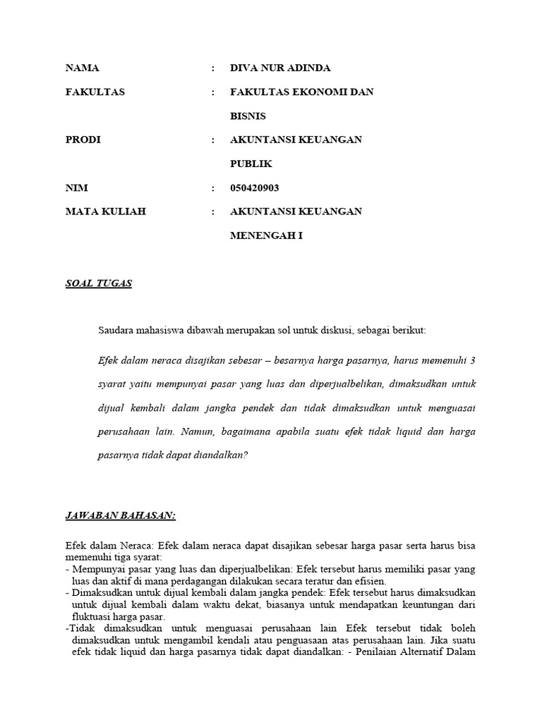 Efek Dalam Neraca: Syarat dan Risiko | PDF