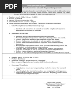 Work Experience Sheet Revised 2025 | PDF