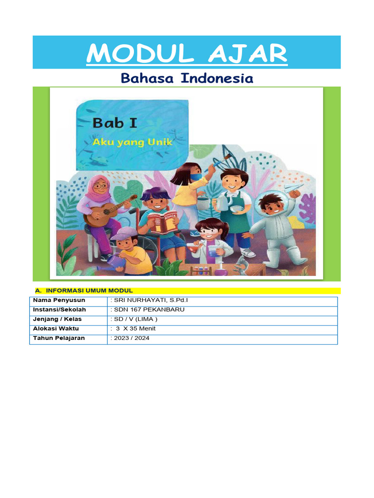 Modul Ajar Bahasa Indonesia Kelas V | PDF | Kajian Bahasa Asing | Sains ...