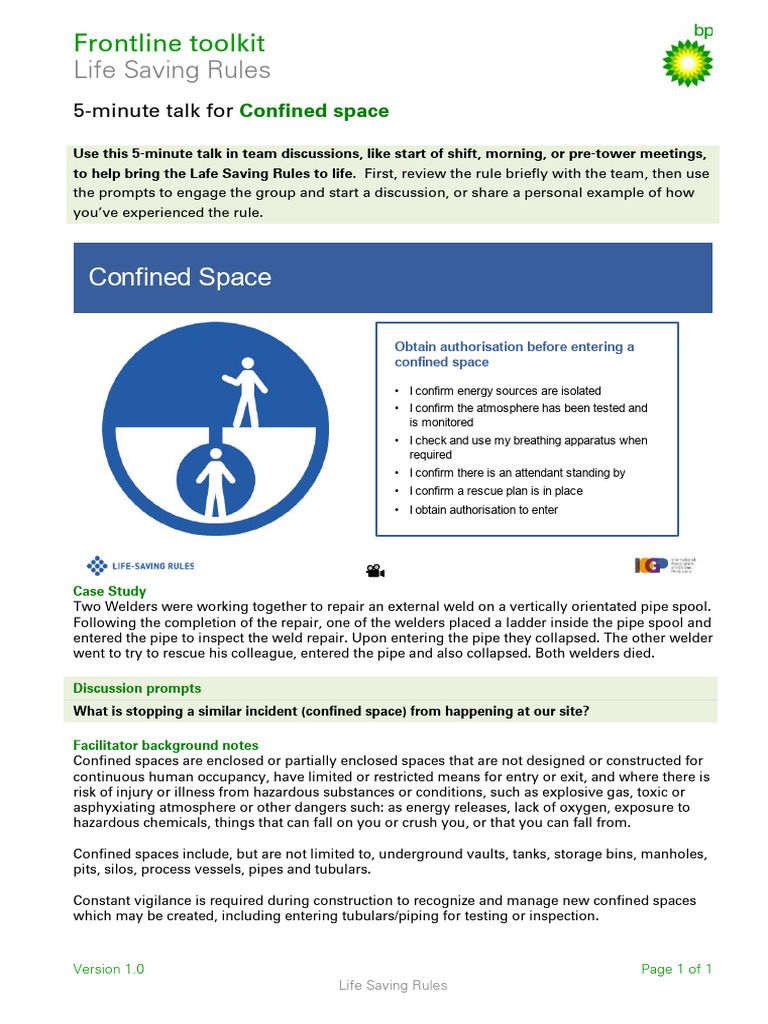 Confined Space Welding Safety Talk | PDF | Welding | Construction