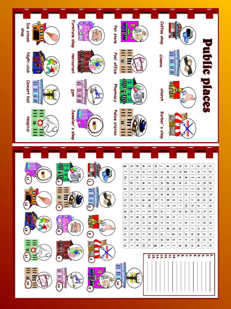Public Places + Wordsearch | PDF