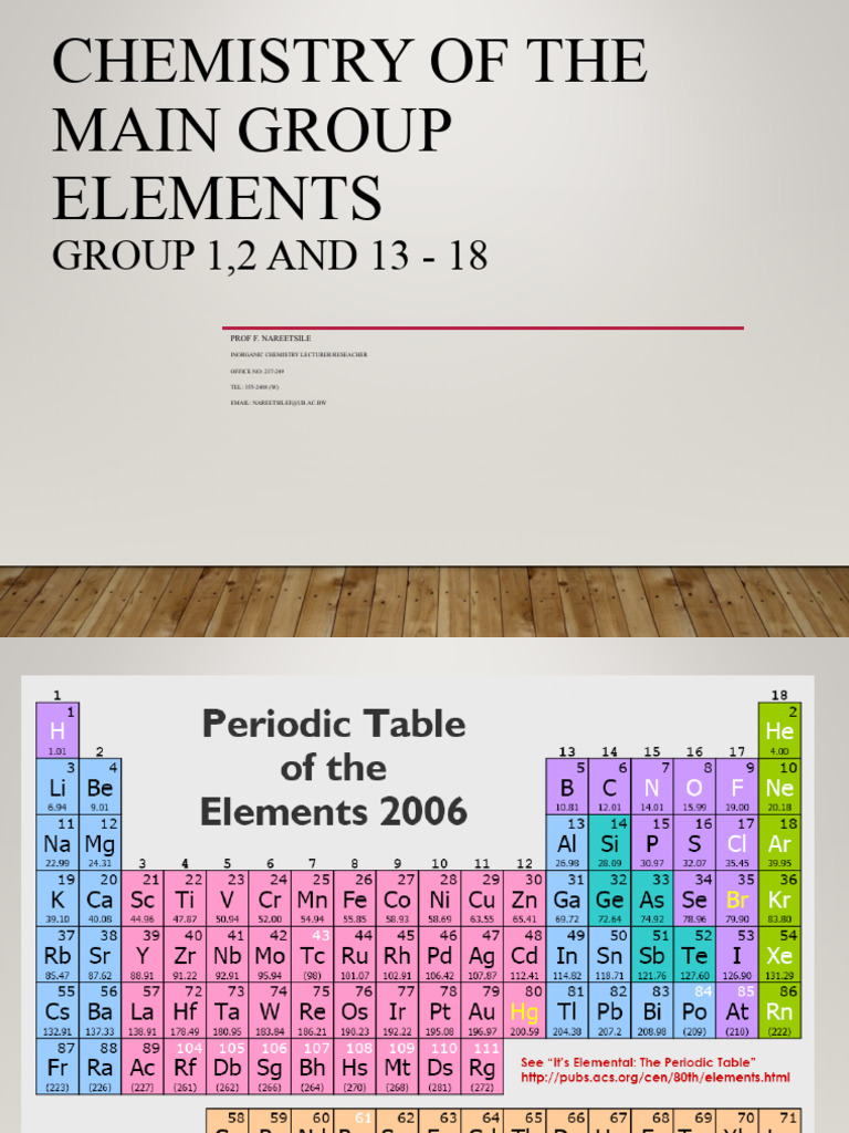 Main Group Elements: Groups 1, 2, 13-18 | PDF | Ionic Bonding | Ion