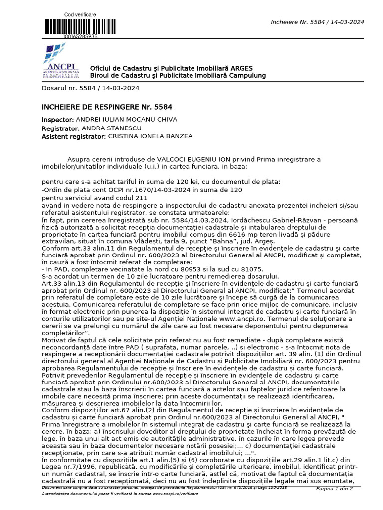 Incheiere de Respingere | PDF