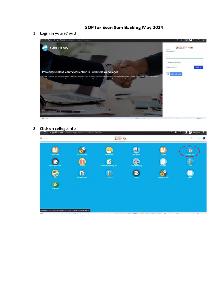 Even Sem Backlog SOP May 2024 Guide | PDF