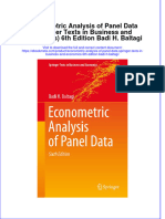 Download Econometric Analysis Of Panel Data Springer Texts In Business And Economics 6Th Edition Badi H Baltagi online ebook  texxtbook full chapter pdf 