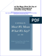 Ebook Cavell S Must We Mean What We Say at 50 Cambridge Philosophical Anniversaries Greg Chase Online PDF All Chapter