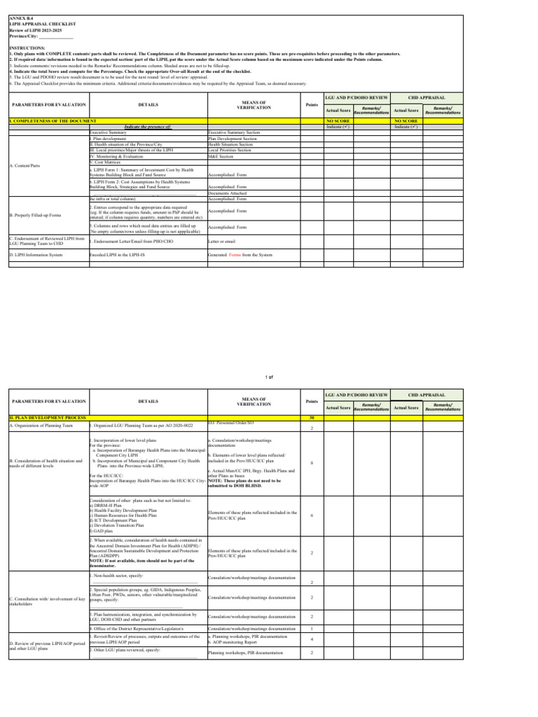 LIPH Evaluation Guide 2023-2025 | PDF | Evaluation