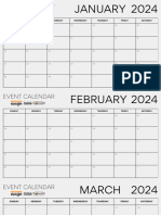 Black and Grey Minimal 2024 Calendar