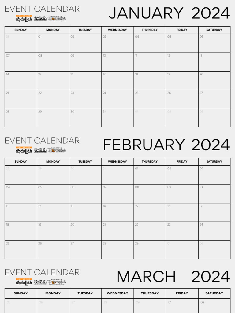 2024 Monthly Event Calendar | PDF