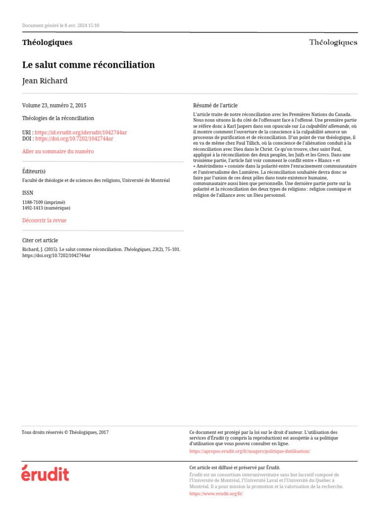 Réconciliation avec les Premières Nations | PDF | Dieu | Péché originel