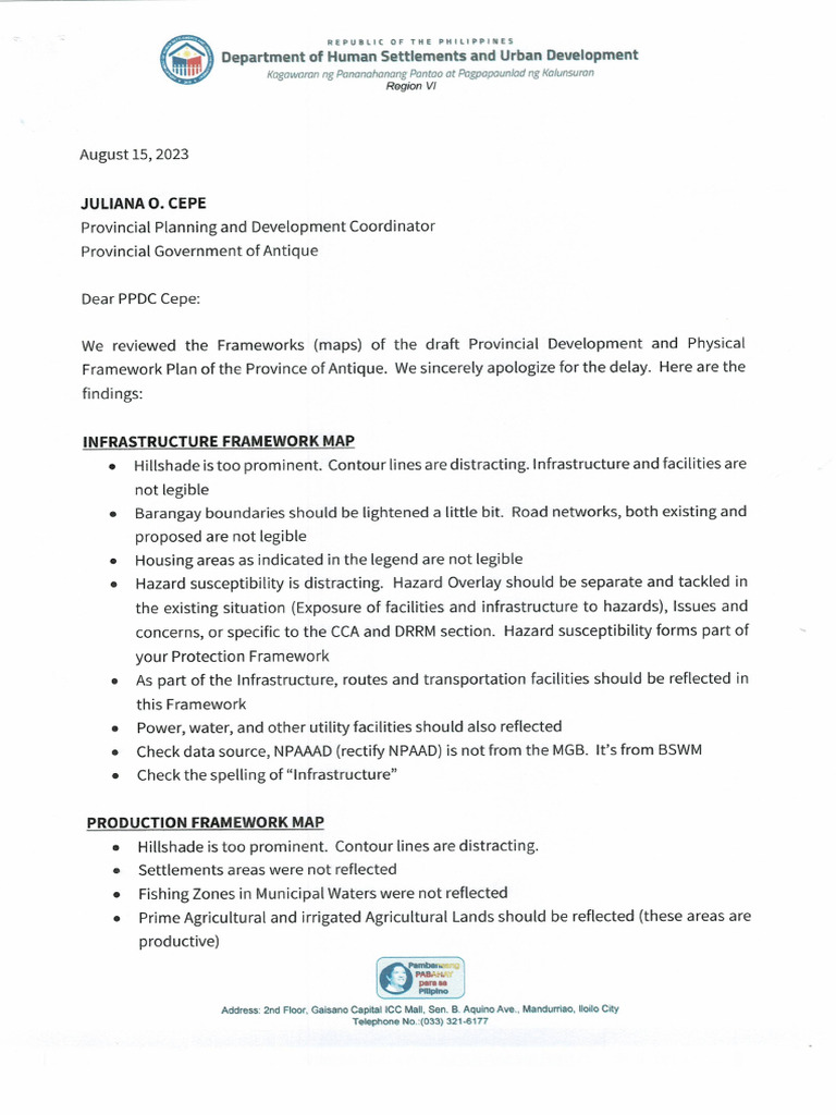 Dhsud Comments - Infrastructure Framework Map | PDF