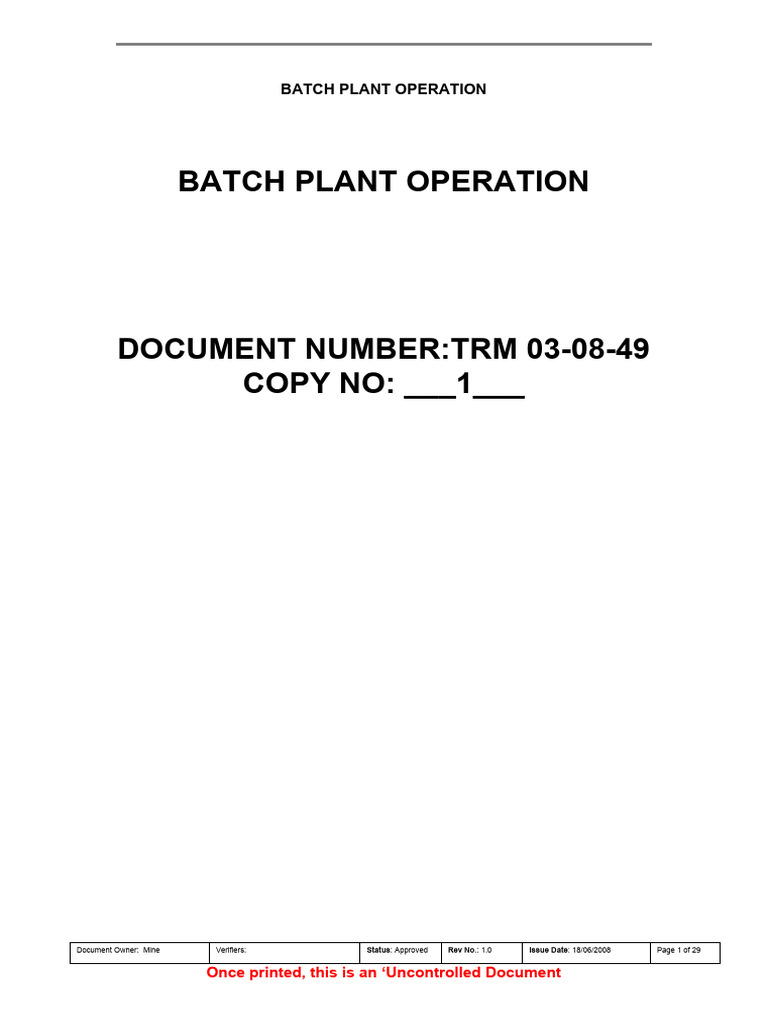 Batch Plant Operation Training Guide | PDF